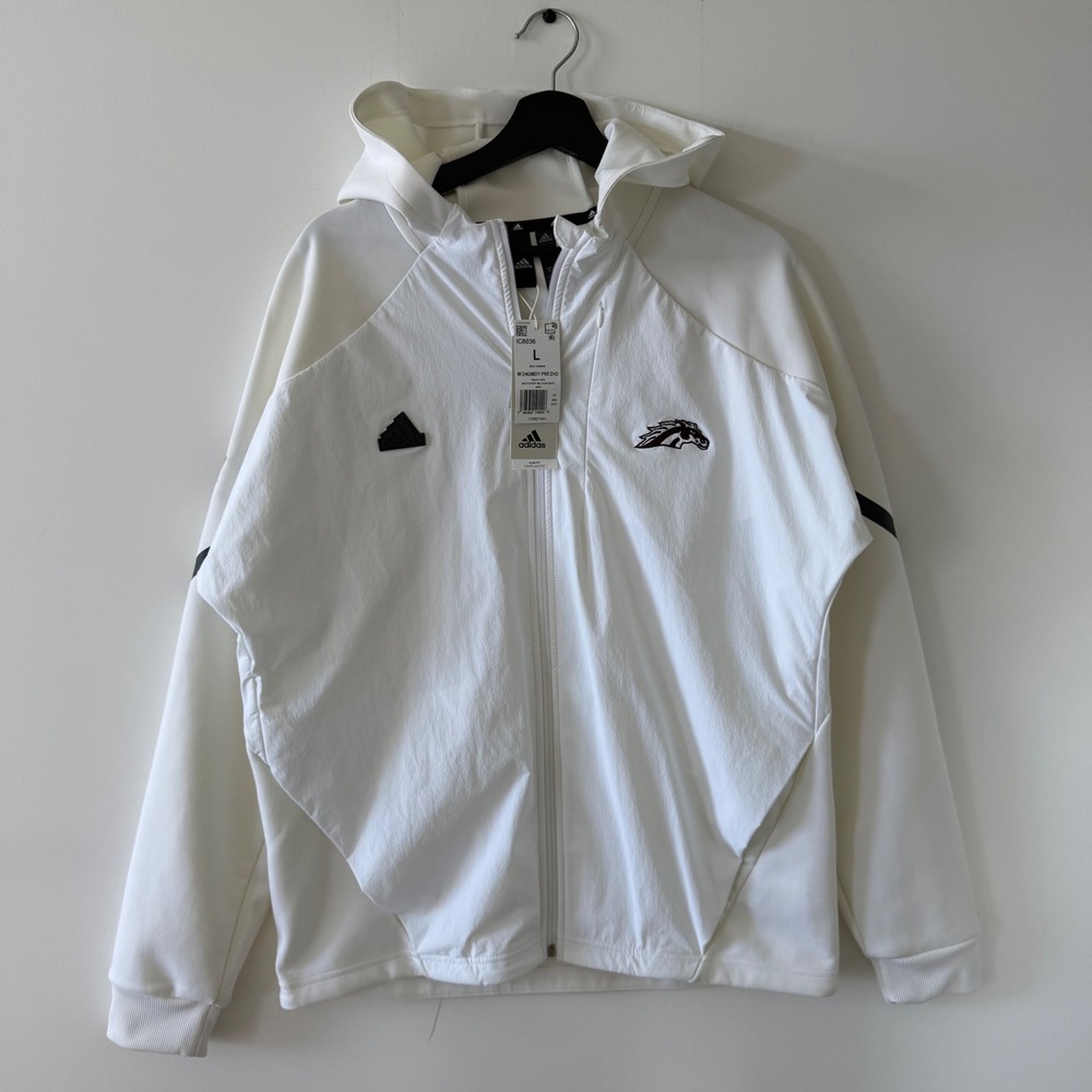 Adidas Mens Western Michigan Broncos NCHC Full Zip Hoodie White L IC8036 Gameday
